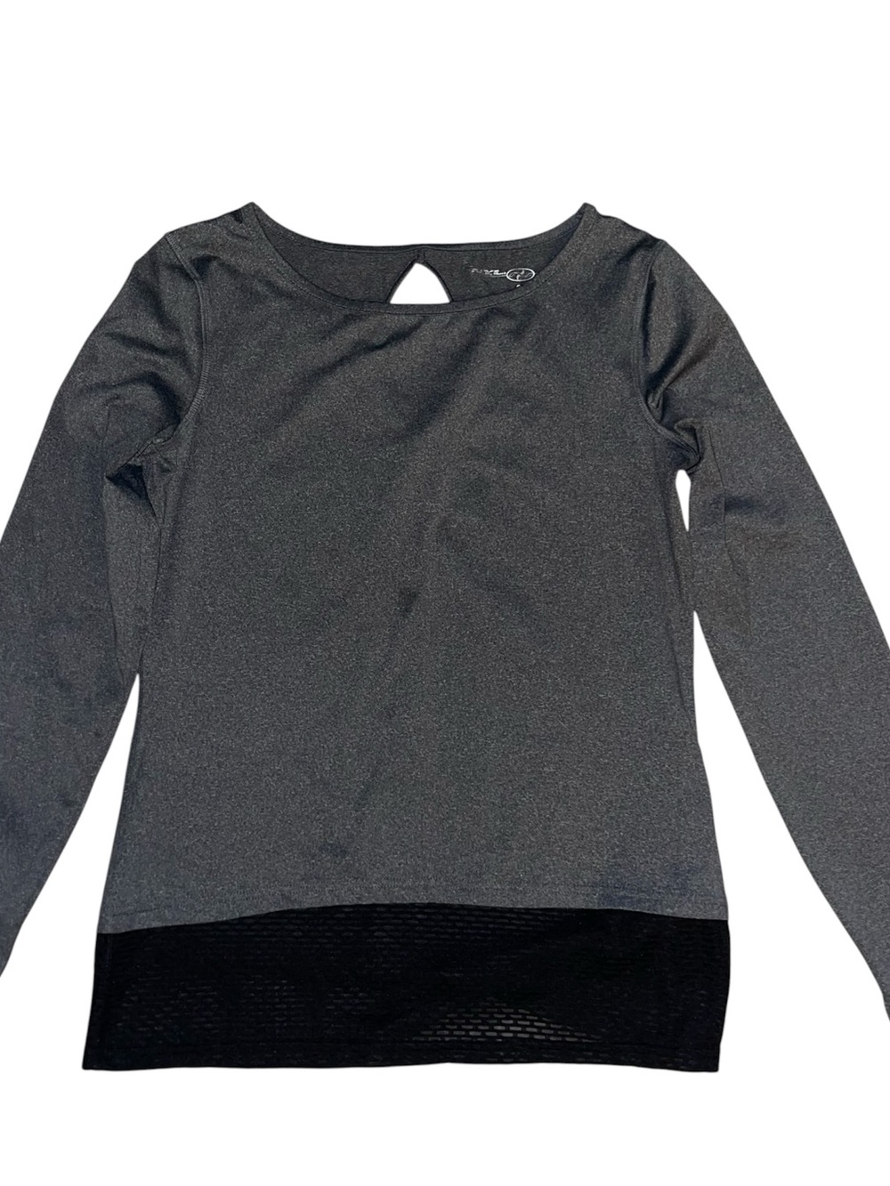 Women's Long Sleeve Shimmer Top with Contrast Hem - Black